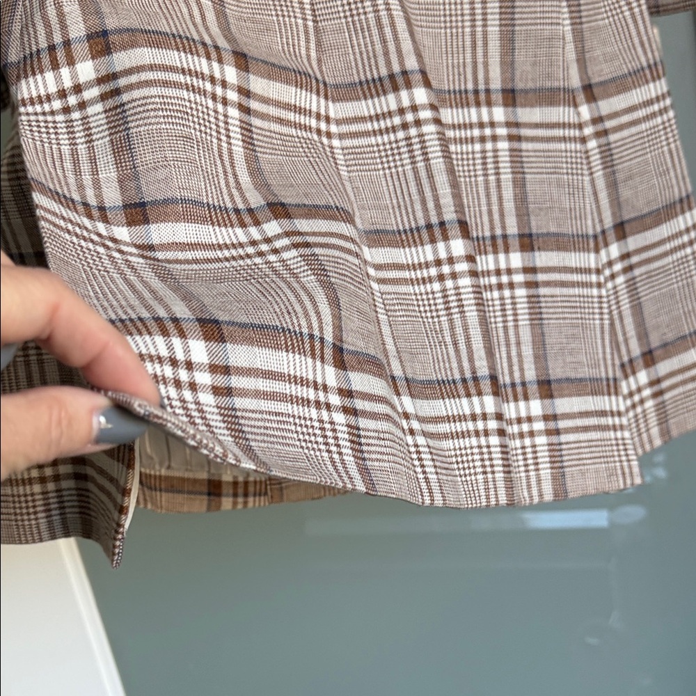 Veronica Beard Viva Dickey Brown Plaid Double-Breasted Blazer - Picture 6 of 10